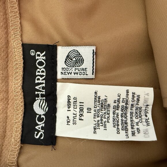 Sag Harbor 100% Pure Wool High Waist Lined Pleated Trousers Pants SZ 10 Brown - Picture 6 of 8